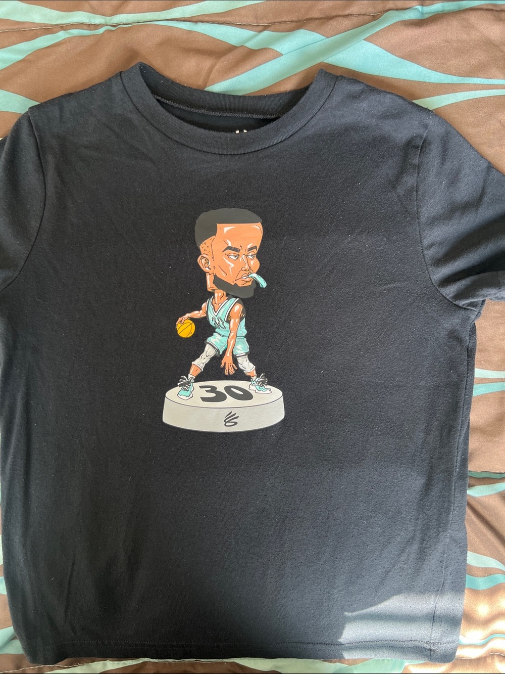 Under Armour Stephen Curry kids Graphic Tee with Teal and Yellow Accents